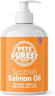 Pets Purest Scottish Salmon Oil For Dogs, Cats, Horse, Ferret & Pet - Pure Omega 3, 6 & 9 Fish Oil Food Treats Supplement for Natural Coat, Immune Support, Itchy Skin, Joint & Brain Health (1000ml)