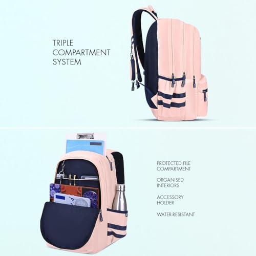 Image of Tommy Hilfiger High School & College Backpack Ridge | Large Capacity New York Print Student Bag with Vislon Zip | 3 Compartments | Extra Utility Pouch & Rain Cover | 38L Capacity