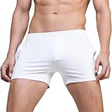 Pantaloncini Sportivi Uomo Pantaloni da Jogging Uomo, in Cotone, for Allenamento e Corsa, con Elastico in Vita, Casual, casa(White,L)