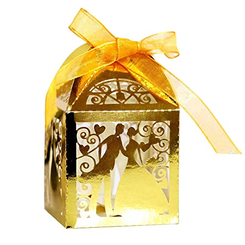URFEDA 50pcs Boîtes à Dragées de Mariage Couple Design Découpées Au Laser Boîte Cadeau...
