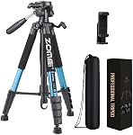 74 Inch Heavy Duty Tripod Stand for Cameras, Cell Phones, Projectors, Webcams, Spotting Scopes - Complete Unit for Canon, Nikon, Sony - Perfect for Phone & Camera Photography(Blue)