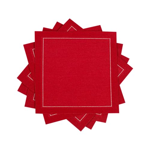 Five Star Cocktail Napkins, 50 Luxury Cotton Disposable Cocktail Party Napkins, 4.5" x 4.5" for Home Bars, Game Nights, Beverages, Birthdays, Weddings & Holidays, Toreador