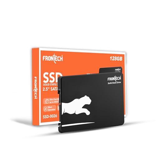 Image of FRONTECH 128GB Internal SSD, 2.5 SATA3, TLC+SMI, Low Energy Consumption, Ultra Fast with Read /Write Speed Upto 500 /480 Mbps, (SSD-0026, Black & White)