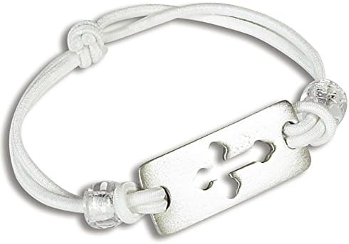 Stretch Bracelet with Silver Cross Charm - Gift for First Holy Communion, Baptism, Confirmation, or Christening, Religious Jewelry, One Size Fits