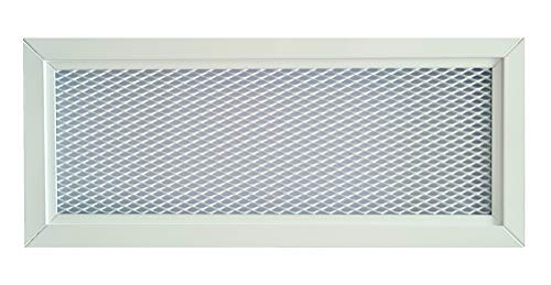 DEMLOU Rejilla de ventilación aluminio perforado con malla protectora – Blanco RAL 9016 – difusor aire caliente interior/exterior – rejilla rectangular 33x12 cm.