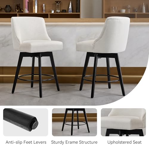 Image of 26 inch Counter Height Swivel Bar Stools, Set of 4, Cream