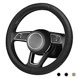 Auto Lenkradbezug Leder, Heavy Duty Lenkradhülle, Atmungsaktive Lenkradbezug Anti Rutsch, Universal Weich Lenkradhüllen für Autozubehör Innenraum 37-38cm / 15'' (Schwarz)