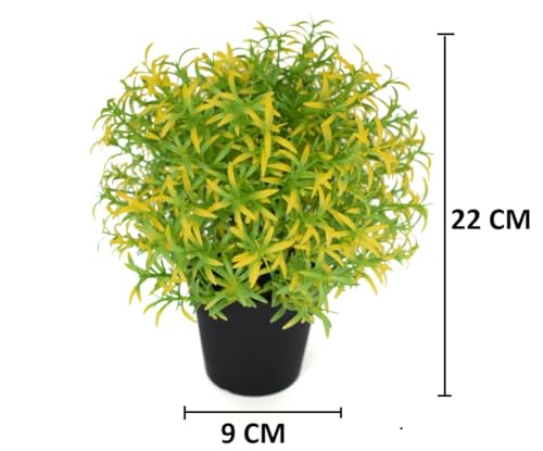 Image of PAPERI Artificial Rosemary Plants for Home Decor - Indoor Fake Rosemary Plant Flowers with Pot, Bathroom Decorations Items, Small Plastic Trees, Decoration Flower for Living Room Table, Yellow