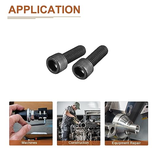 DTGN 3/8-16x1-1/4 (DxH) Sechskantschraube mit Innensechskant - 10er Pack - Gut für Möbelbefestigungen - Vollgewinde 12.9 Kohlenstoffstahl Rundkopf Sechskantschrauben - Schwarz