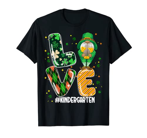 Insegnante Amore Kindergarten Shamrock Irlandese Gnome st Patrick Maglietta