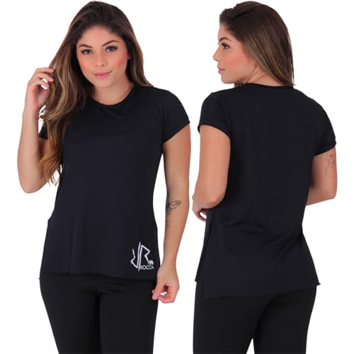KIT 2 BLUSAS DRY FIT TAPA BUMBUM TECIDO POLIAMIDA RETÉM SUOR (M, Preto/pink)