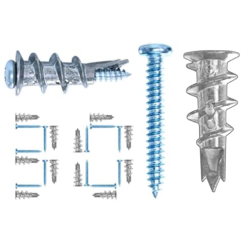 laffeya Drywall Anchor & Screws, 30 Screw and 30 Wall Anchors, Plasterboard Fixings & Screws Self Drilling Plasterboard Fixings Raw Plugs Cavity Wall for Screws Professional and Home Use (60PCS Short) Cover