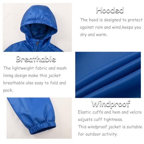 Image of SNOW DREAMS Boys Waterproof Rain Jacket Windbreaker Lightweight Coat Kids Raincoat Outerwear