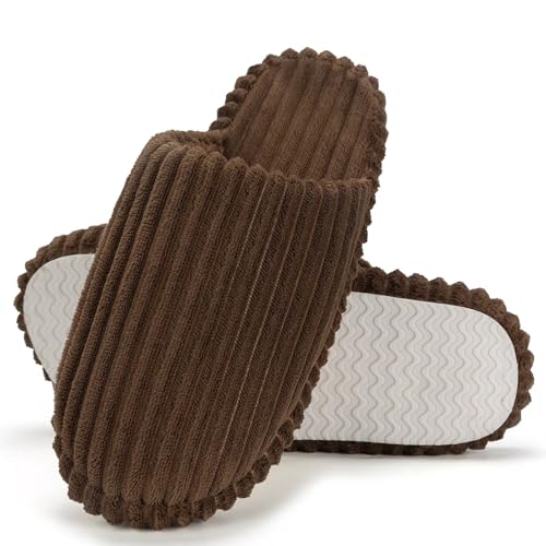 Image of Women Arch Support Slippers - House Bedroom Slippers for Woman, Orthopedic Shoes for Plantar Fasciitis, Corduroy Closed Toe Ladies Slides Outdoor 5-10.5