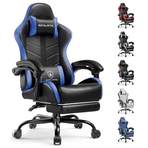 Image of GTPLAYER Gaming Chair, Computer Game Chair for Adults, Black - Blue