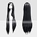 Produktbild Dazone 100cm Karneval Perücke Cosplay Schwarz Glatt mit Haarnetz. Lang Voll, Fashion Kostüme Damen Haarteil Cosplay Wig für Alltag, Party Perücke Lang,Halloween
