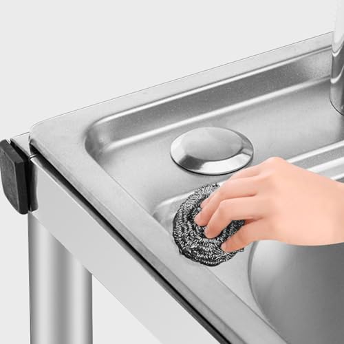 Évier commercial en acier inoxydable avec support de rangement