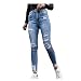 Produktbild Ghemdilmn Damen Skinny High Waist Jeans Stretch Jeanshose Löcher Elegant Röhrenjeans Frauen Risse Ripped Lang Eng Denim Hose Destroyed Jeggings