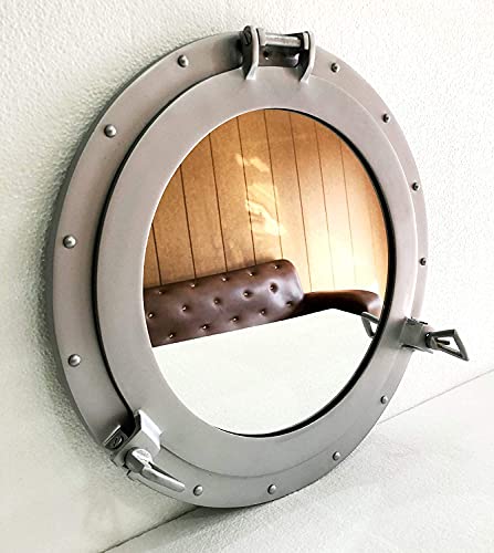 NauticaCollectical Marine Nautical Store Vintage Style 17 Porthole Round Coastal Wall Hanging Silver Powder Coated Mirror Porthole Home Decorative - Image 4