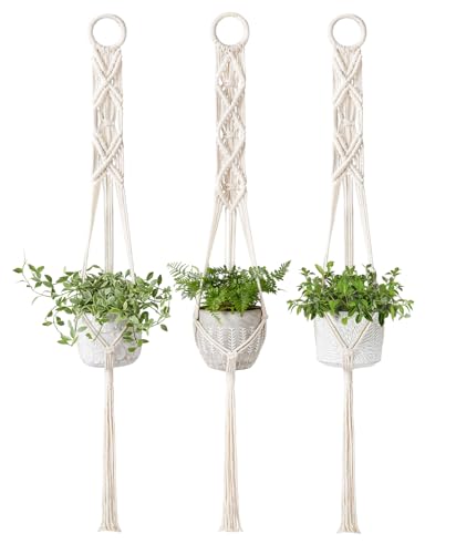 Mkono Macrame Plant Hangers Set of 3 Indoor Wall Hanging Planter ...