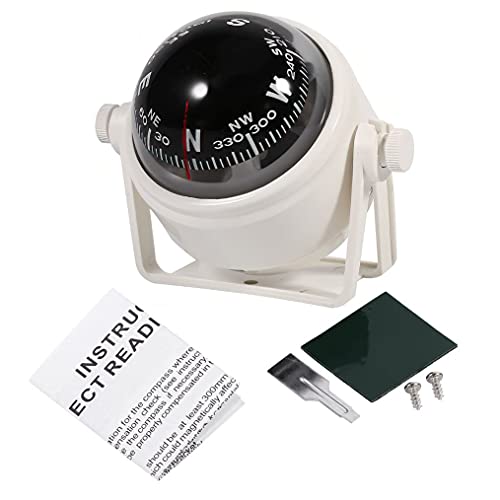 Begator Boat Car Caravan Truck Compass Sea Marine Electronic Navigation Bracket Mount Backlight Compass,Dashboard Compass Night Visible with Light,Fits for Car,Watercraft,Boat,Caravan (White, Small)