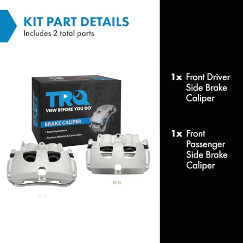 Image of TRQ Front Driver and Passenger Side Brake Caliper Set Caliper Brackets Hardware Compatible with 09-10 Dodge Ram 2500, 3500 12 Ram 1500 with 8 Lug Wheels 11-18 2500 3500