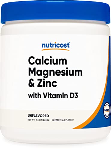 Nutricost Calcium Magnesium Zinc With Vitamin D3 Powder, 30 Servings (Unflavored) - Calcium (1000 Mg) Magnesium (420 Mg) Zinc (16.5 Mg) Vitamin D3 (30 Mcg) - Gluten Free, Non-Gmo #TOP4