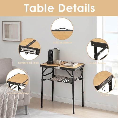 Image of Folding TV Dinner Tray Table, Adjustable Height Sofa Snack Table