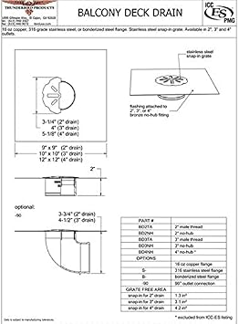 Balcony Deck Drain with Overflow