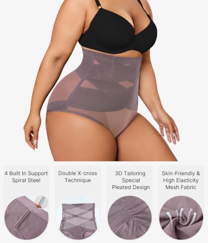 Image of Nebility Plus Size Shapewear for Women Tummy Control Butt Lifting Panties Hi- Waist Trainer Body Shaper Short Belly Underwear