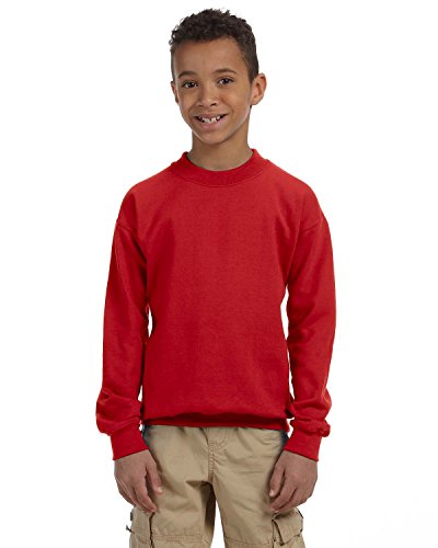 Sweat sans capuche enfant rouge en molleton de coton mélangé