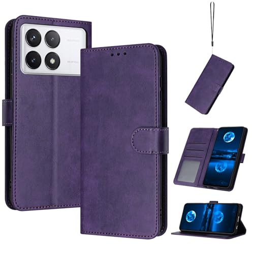 �X�}�z�P�[�X �Ή��@�� for Redmi K70E,�Ή��@�� for Xiaomi Poco X6 Pro 5G �}�O�l�b�g���� �t���b�v�X�^���h �J�[�h�X���b�g �ϏՌ� PU���U�[ �E�H���b�g�J�o�[ Purple