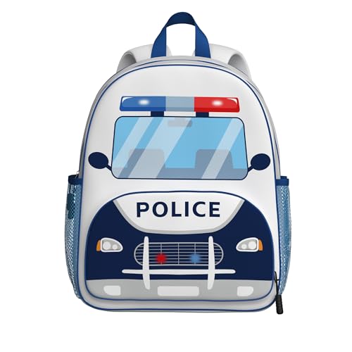 Image of Police Car Toddler Backpack for Little Kids Water Resistance Kindergarten Preschool Bags Children Schoolbag Cute 3D Animal Cartoon Backpacks Gifts for Baby Boys Girls