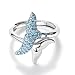 VANA JEWELRY Mermaid Ring 925 Sterling Silver Crystal Cubic Zirconia Charm Mermaid Fish Tail Blue Ring White Gold Plated Finger Gift for Her Anniversary Presents w/Gift Box(Mermaid Ring-White)