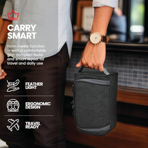 Image of FATMUG Large Toiletry Organizer Dopp Kit Washbag for Men, Cosmetics Pouch for Women- Dark Grey