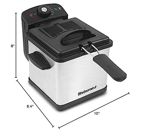 Elite Gourmet Edf-1607 800-Watt Mesh Basket 1.6 Quart / 6.5 Cup Oil Capacity, Electric Immersion Deep Fryer With Temperature Knob And Lid With View Window, Stainless Steel #TOP7