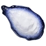 jojofuny Plato de Porcelana para Servir de 7,5 Pulgadas Color Azul Nieve, Diseño Irregular de Concha de Ostra, Plato Decorativo y Funcional para Ensaladas, Frutas y Aperitivos, Adecuado