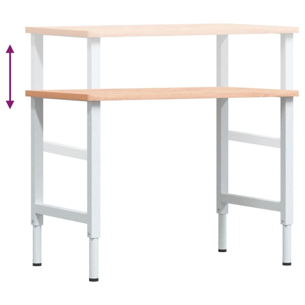 LH4079033 - Banco de trabajo (100 x 60 x 71,5 – 98 cm, madera maciza de haya, rectangular, para taller, casa, oficina)