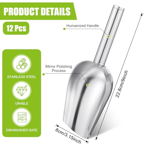 12 Pcs Premium Ice Scoop for Freezer, Multipurpose Metal Ice Scoop for Ice Machine - Stainless Steel Small Ice Scooper for Ice Bucket - Kitchen Gadgets Cookie Flour Pet Dog Food Scoop - Thumbnail 2