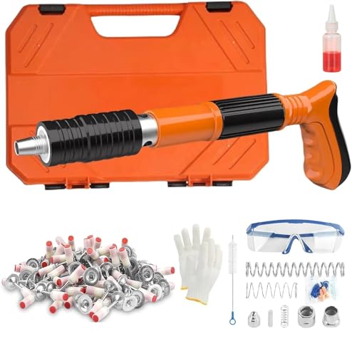 Pistola Manuale Sparachiodi con 110 Chiodi Tondi Pistola per Unghie Sparachiodi Portatile Nail Gun Silenziatore Regolabile Pistola Per Chiodi In Acciaio Pistola Per Chiodi Pistola