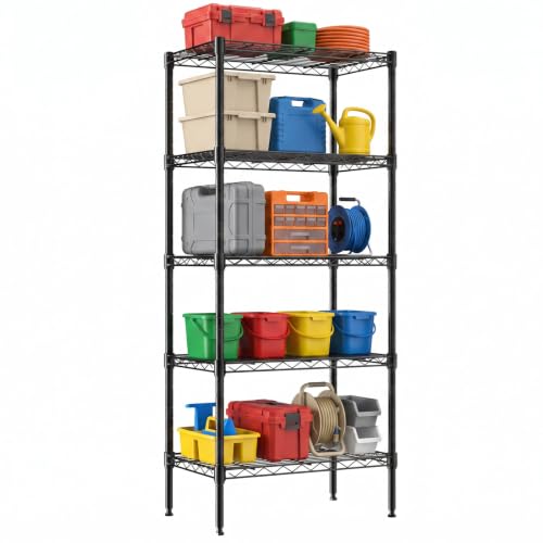 Image of DUMOS 5-Tier Metal Storage Shelves, Shelving Unit, Storage Rack, 23.3 inch W
