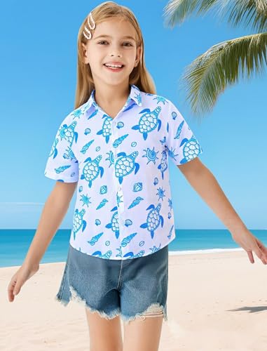 Image of Hawaiian Shirt for Boys Button Down Wrinkle Free Shirt Short Sleeve Funny Beach Casual Summer Print Top for Kids 4-15 Years
