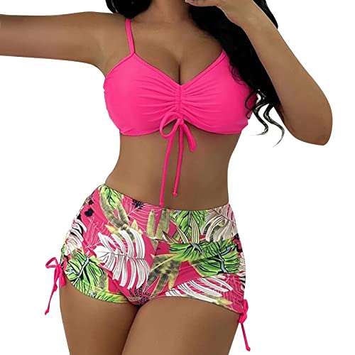 Genérico Tankinis Mujer 2026 Bañador Negro Bikini Push Up Bikini Sexy 2023 Traje de Baño Mujer Traje de Baño Up Set Tanga Brasileño Bañador Piscina Bañadores (Hot Pink,L)