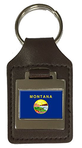 Porte-clés en cuir gravé drapeau Montana : maroquinerie et accessoire de poche