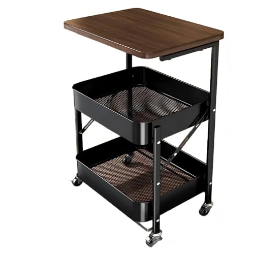 キッチンワゴン 折りたたみ 3段 収納ワゴン 組立不要 幅45×奥行30×高さ74cm キャスター付き 天板付き バスケットトローリー キッチンラック 折り畳み式 メッシュタイプ 省スペース 移動式 防錆 多機能 収納カート 収納ラック サイドテーブル キッチン 調味料 洗面所 リビング