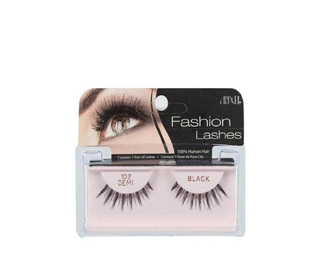 Ardell Professional Natural Lashes, Lightweight, Reusable & Easy To Apply Strip Eyelashes, #102, Demi Black