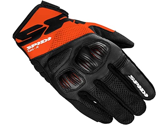 SPIDI, Flash-R Evo, Herren-Motorrad-Handschuhe, schützend & widerstandsfähig, Sommerhandschuhe, wasserdicht & rutschfest, Touchscreen-tauglich, durchschn. Gewicht 0,1 kg, Orange, Größe XL