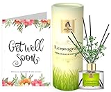 The Aroma Factory Get Well Soon Gift with Card, Lemongrass Fragrance Reed Diffuser Set (1 Box &1 Card)