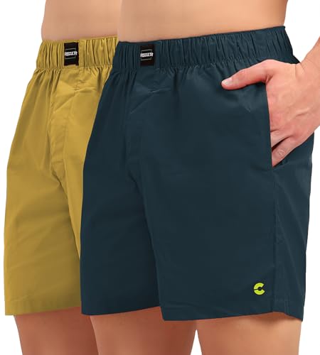 Image of Freecultr Cotton Boxer Shorts for Men Dual Pockets Moisture Wicking Microfibre | Regular Fit | Breathable & Comfortable Half Short Pants Ultrasoft Waistband