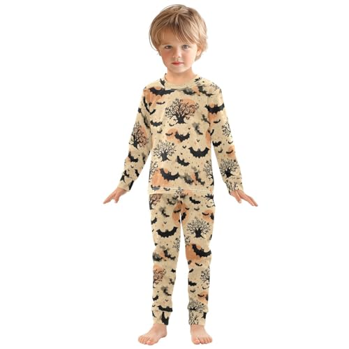 Pajama Sets Long Sleeve Halloween Bats and Trees Soft Comfy Sleepwear 2 Piece PJS 3-8T2